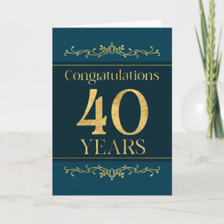 Carte Employé 40e anniversaire élégant Formal Elégant