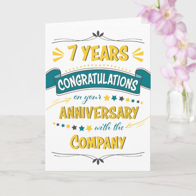 Carte Employé 7e anniversaire Félicitations Word Art (Orchidée)
