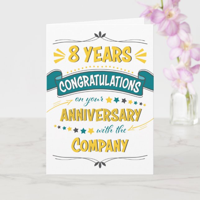 Carte Employé 8e anniversaire Félicitations Word Art (Orchidée)