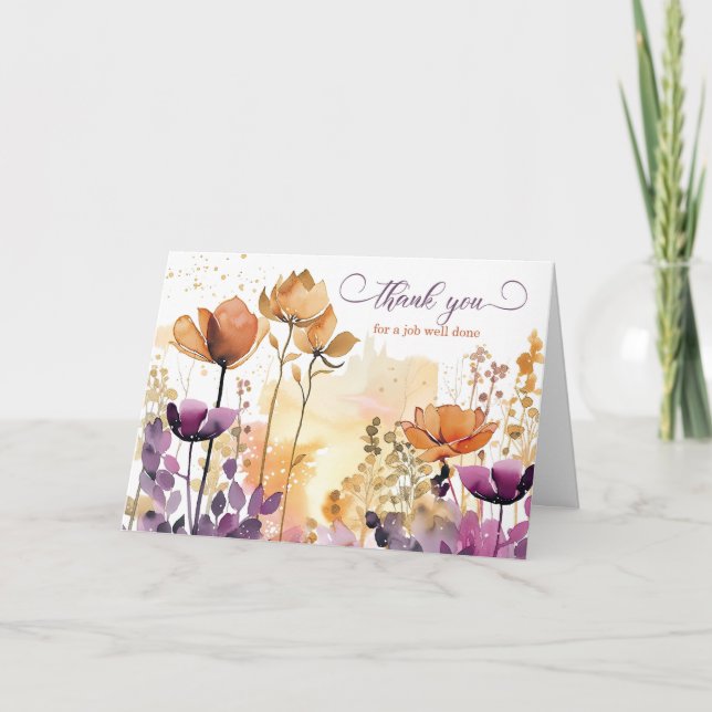 Carte Employé Apprécier le Fleur sauvage d'aquarelle d'e (Devant)