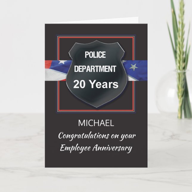 Carte Employé de police 20 ans personnalisez l'anniversa (Devant)