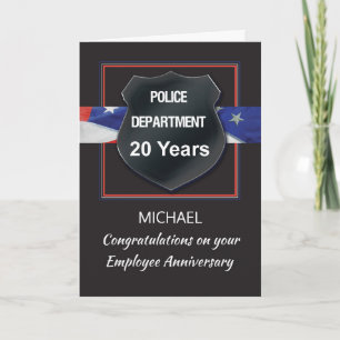 Carte Employé de police 20 ans personnalisez l'anniversa