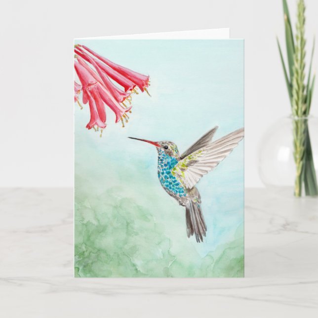 Carte Empreinte d'aquarelle de colibri (Devant)