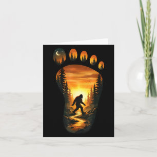 Carte Empreinte de Bigfoot Sasquatch Forêt Coucher de so