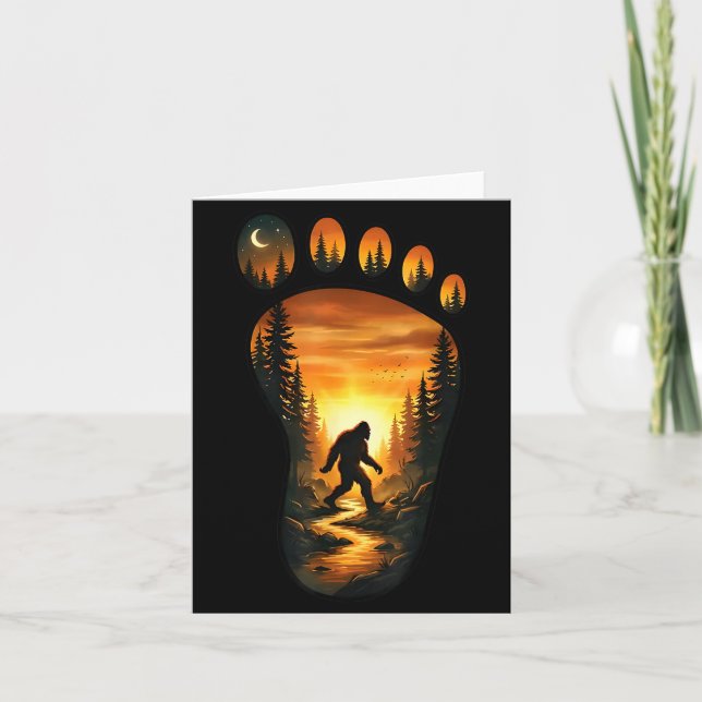 Carte Empreinte de Bigfoot Sasquatch Forêt Coucher de so (Devant)