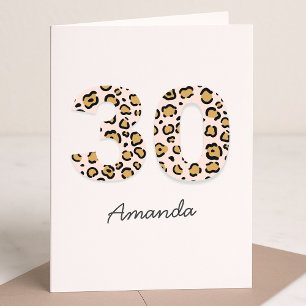 Carte Empreinte de léopard 30   Modern Cute Name 30th Bi