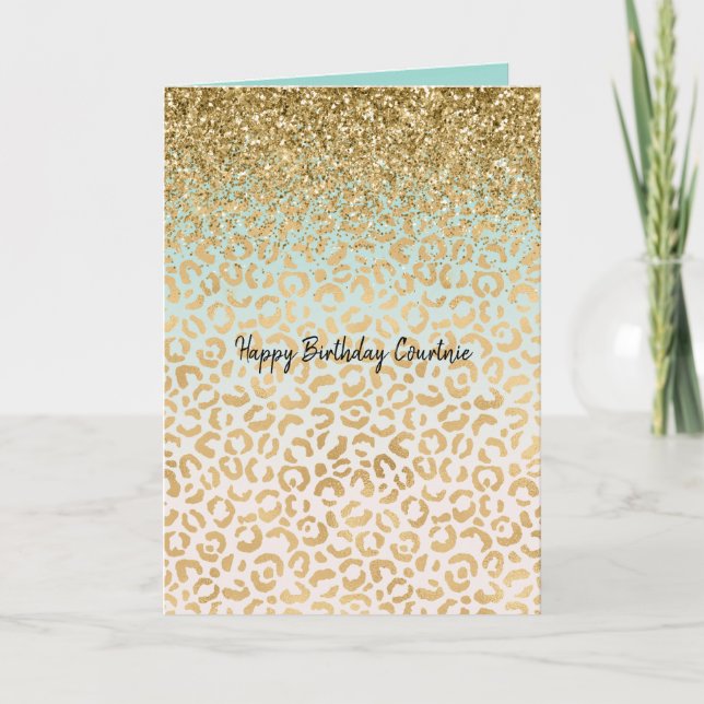 Carte Empreinte de léopard Mint Ombre Gold Parties scint (Devant)