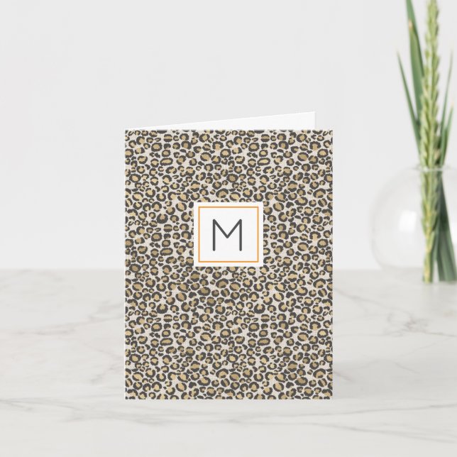Carte Empreinte de léopard Monogramme INITIAL Chic (Devant)