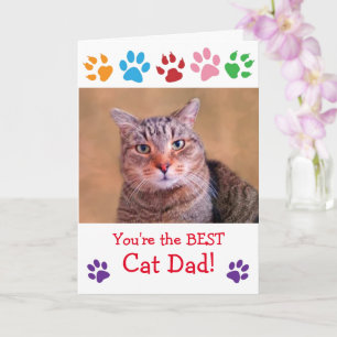 Carte Empreinte de patte Chat Papa Photo Anniversaire