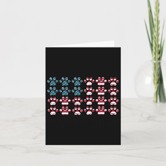 Carte Empreinte de patte de chien du 4 juillet Drapeau a (Devant)