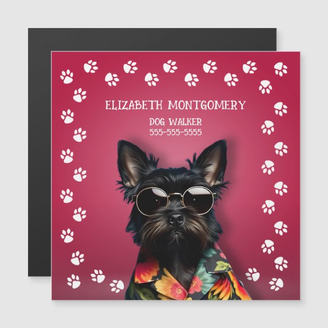 Carte Empreinte de patte de marchette de chien MAG (Devant / Derrière)