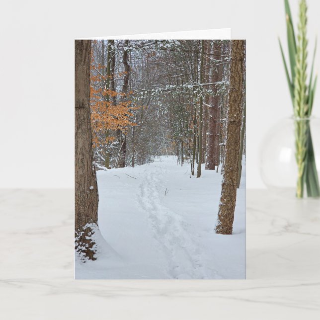 Carte Empreintes de neige de sympathie dans une forêt hi (Devant)