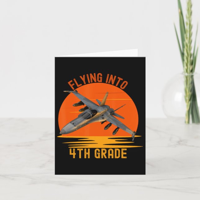 Carte En 4e Année Garçons Retour À L'École Jet Graphique (Devant)
