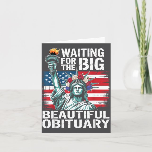 Carte En Attendant La Belle Et Grande Nécrologie Blague (Devant)