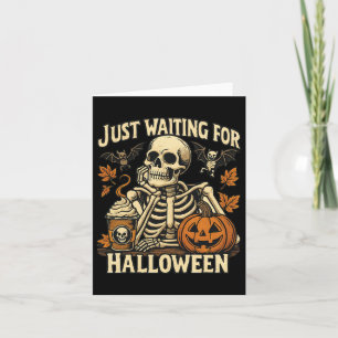 Carte En Attente Du Café Citrouille De Squelette Hallowe