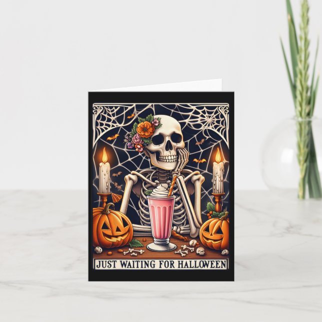 Carte En Attente Du Squelette D'Halloween (Devant)