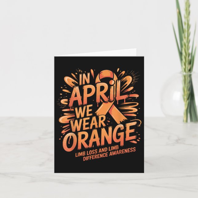 Carte En avril, nous portons Orange Perte de membre Diff (Devant)
