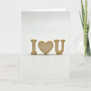 Carte en bois minimaliste « Je t'aime »