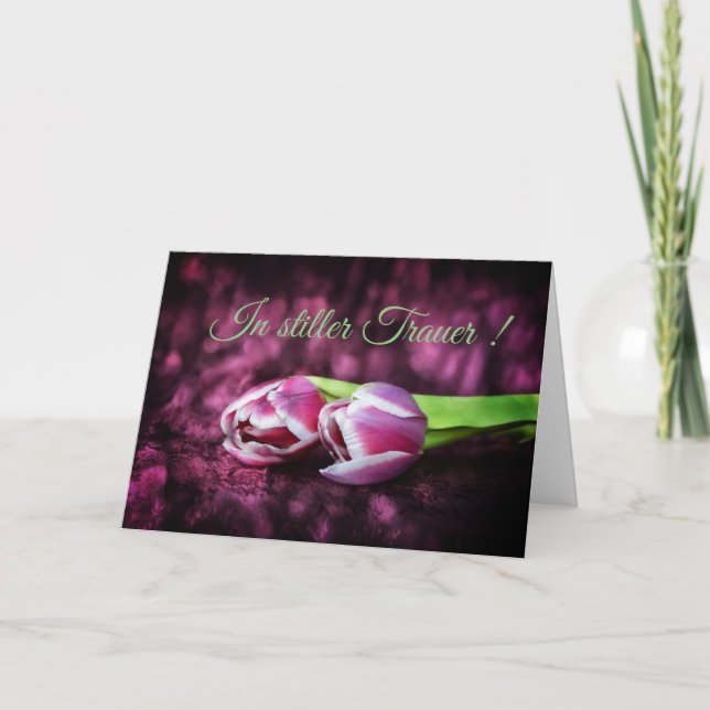 Carte En deuil silencieux avec deux tulipes (Devant)