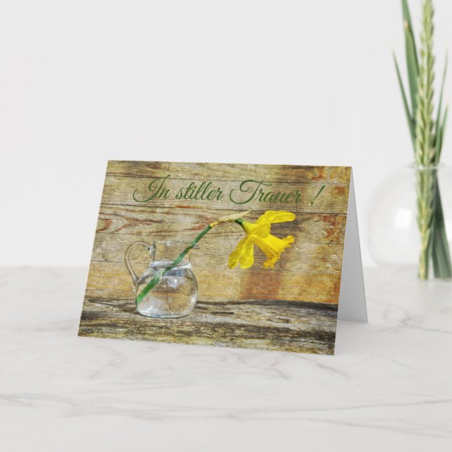 Carte En deuil silencieux avec narcisse jaune (Devant)