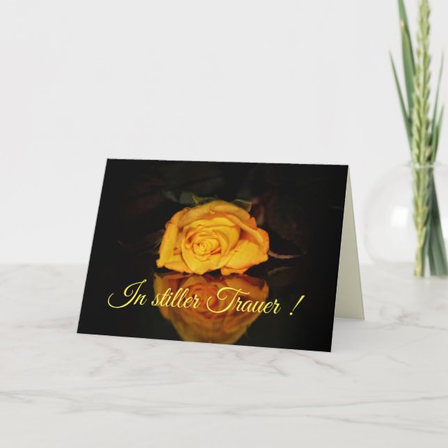 Carte En deuil silencieux avec rose jaune (Devant)