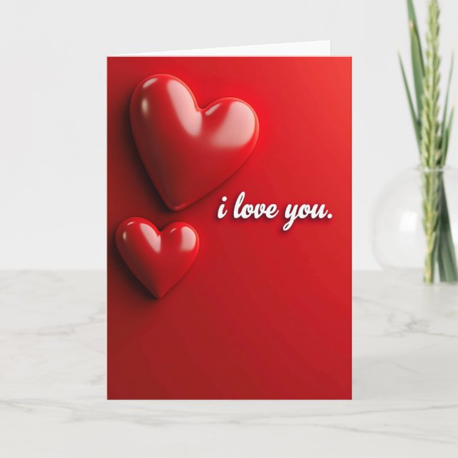 Carte en faux papier doré à cœurs rouges (Devant)