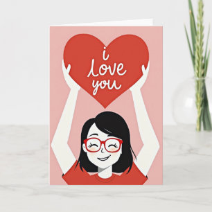 Carte en faux papier doré Red Heart Love
