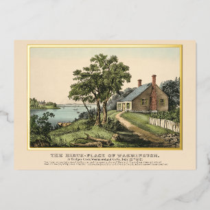 Carte en feuille d'or de lieu de naissance de Wash