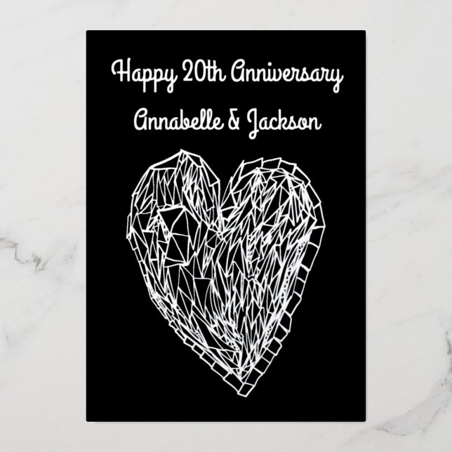 Carte en feuille métallisée "Joyeux Anniversaire A (Recto)