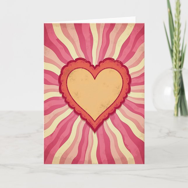 Carte en forme de soleil avec un cœur d'amour (Devant)