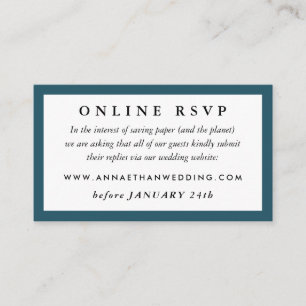 Carte en ligne du mariage turquoise profond RSVP