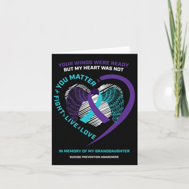 Carte En Mémoire De Ma Petite-Fille Prévention Du Suicid (Devant)