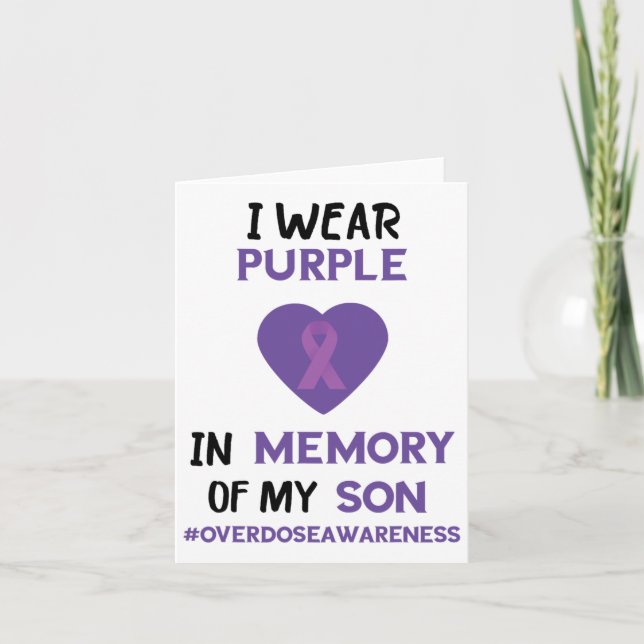Carte En mémoire de mon fils Ruban violet Sensibilisatio (Devant)