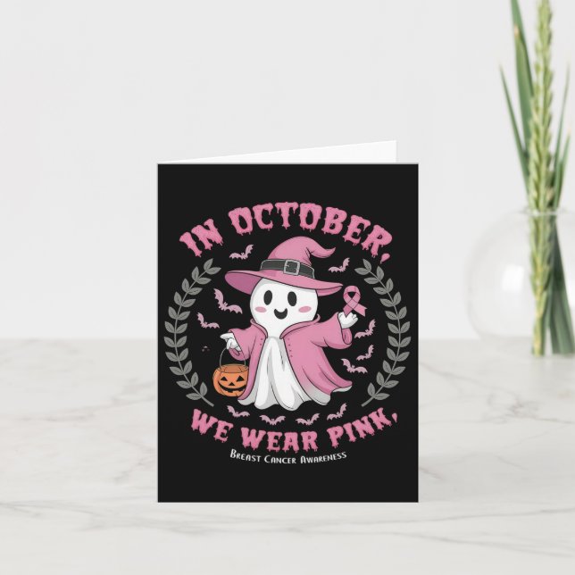 Carte En Octobre Nous Portons Pink Witch Citrouille Brea (Devant)