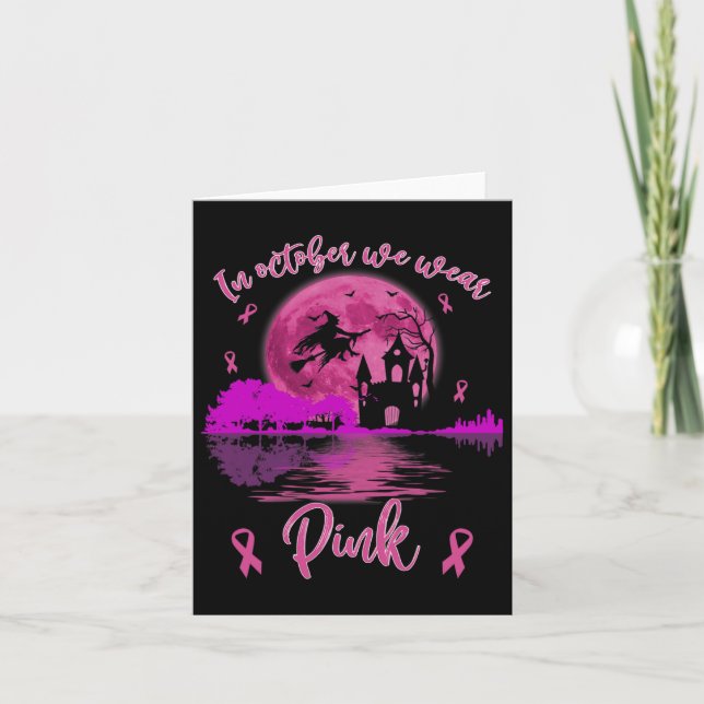 Carte En Octobre Nous Portons Rose Halloween Cancer Du S (Devant)