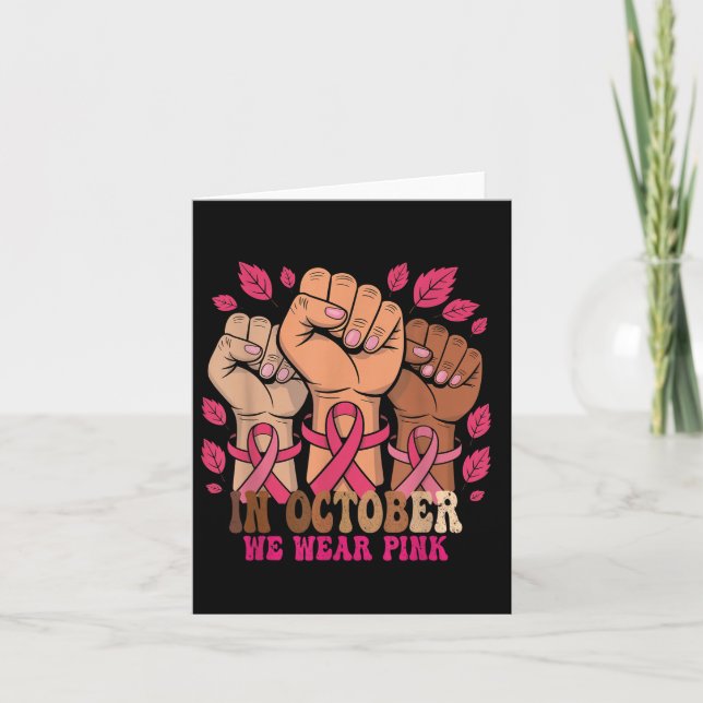 Carte En Octobre Nous Portons Rose Mois de Sensibilisati (Devant)
