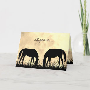 Carte en paix - Silhouette Chevaux Pâturage au coucher d