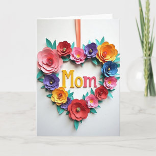 Carte en papier pour maman à coeur floral