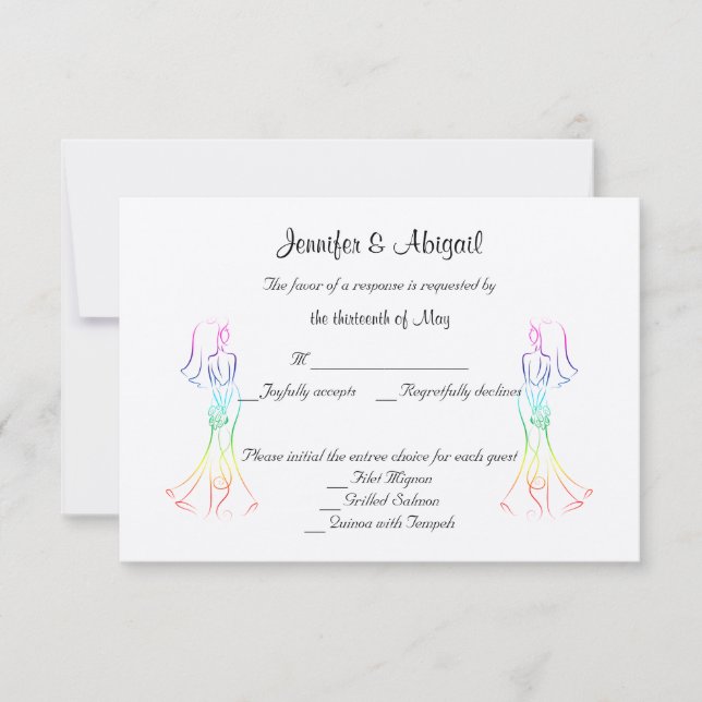 Carte en pastel de réponse de mariage de jeune (Devant)