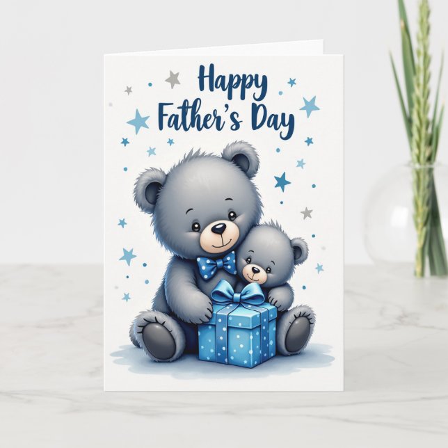 Carte en peluche Azure Gift pour la fête des pères (Devant)