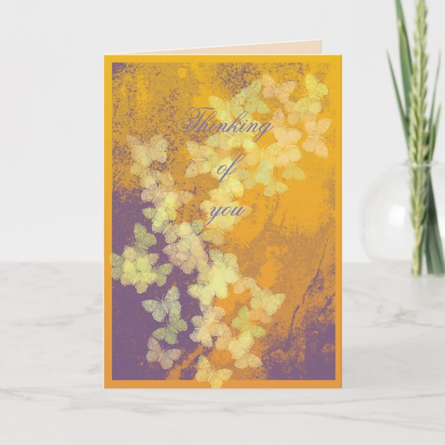 Carte En pensant à toi Anniversaire, Pâques, va bien, or (Devant)