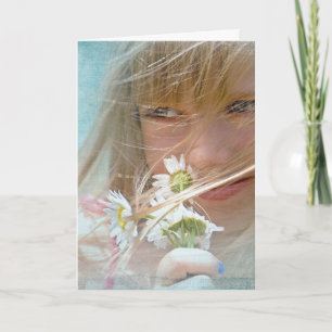 Carte En pensant à toi Fille aux marguerites