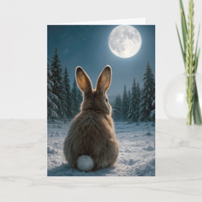 Carte En pensant à toi Lapin à Queue Coton au Clair de L (Devant)