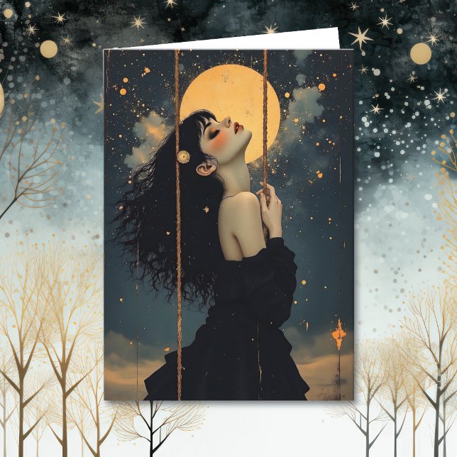 Carte En pensant à toi sous la même Lune | Céleste (Créateur téléchargé)