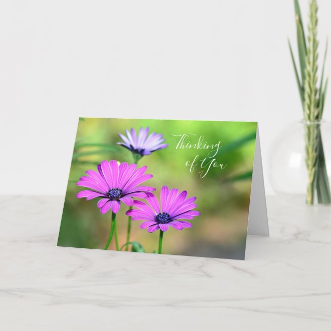 Carte En pensant à vous avec des fleurs (Devant)