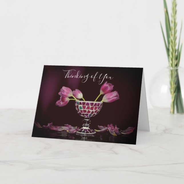 Carte En pensant à vous avec des tulipes (Devant)