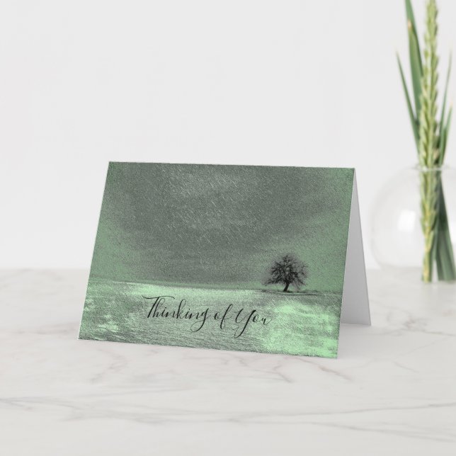 Carte En pensant à vous avec un arbre solitaire (Devant)