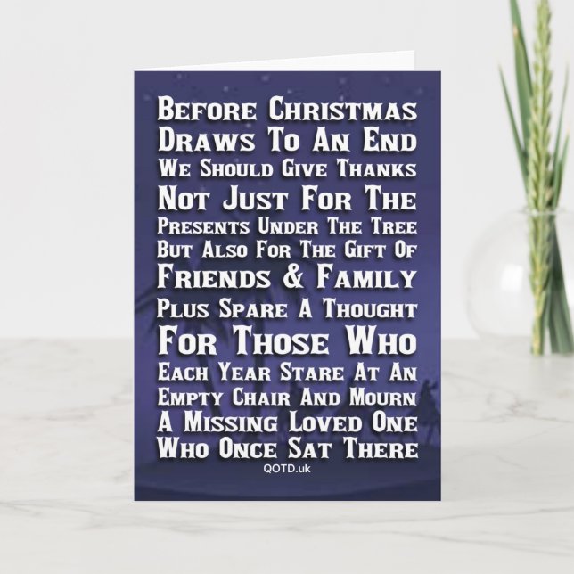 Carte En pensant à vous et aux vôtres à Noël (Devant)