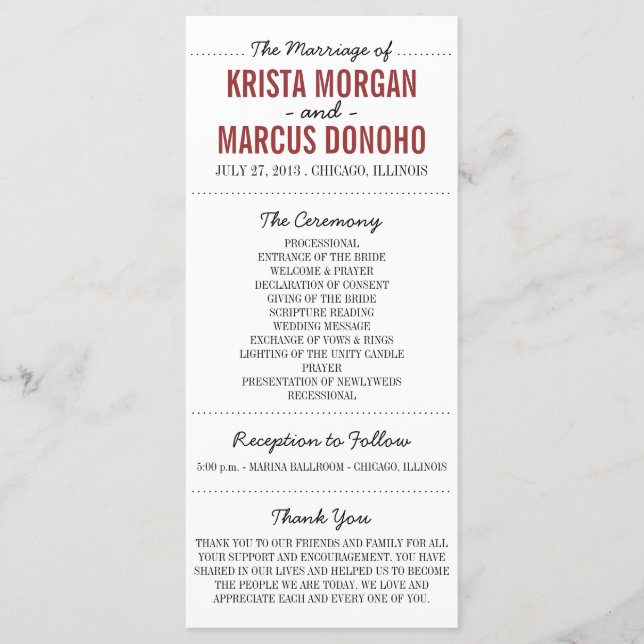 Carte en rack 25 du programme de mariage Silhouett (Devant)