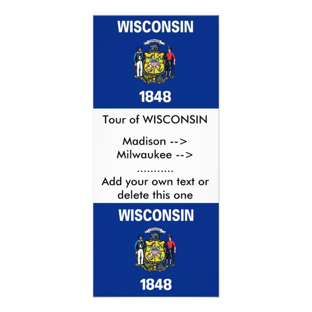 Carte en rack avec Drapeau du Wisconsin, États-Uni (Devant)